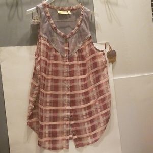 sleeveless sheer Vera Wang button down